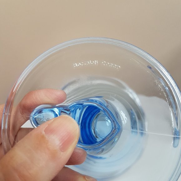 Bormioli 4 ice cream sundae fruit blue glasses. - Picture 6 of 12